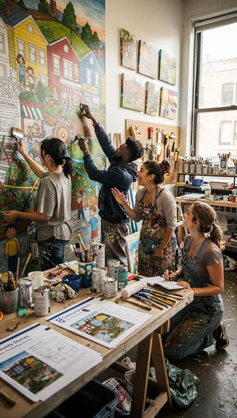 Community members collaborating to support mental health initiatives