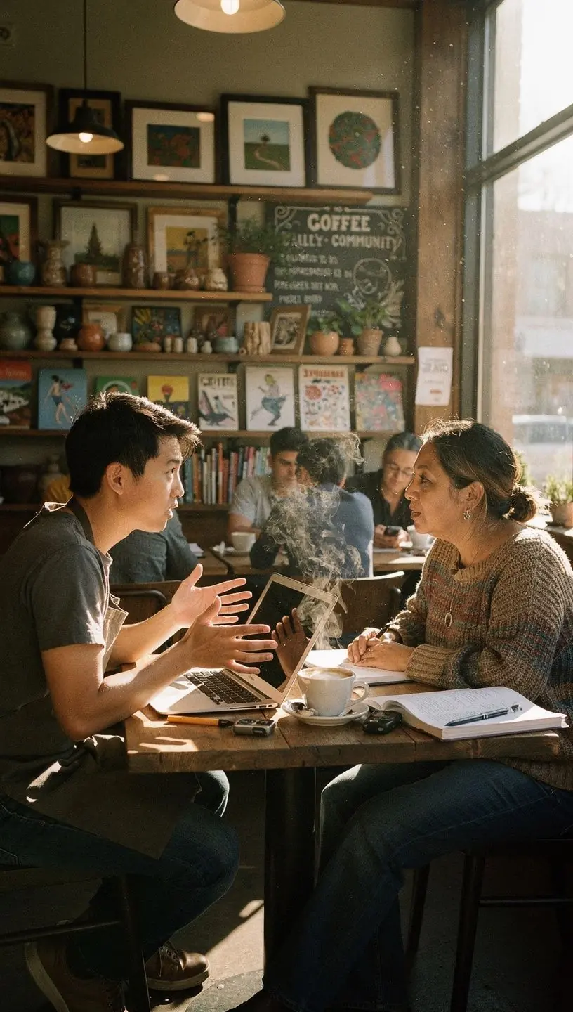 Neighborhood members engaging in community networking activities.